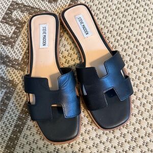 Steve Madden Black Slide Sandals 8.5